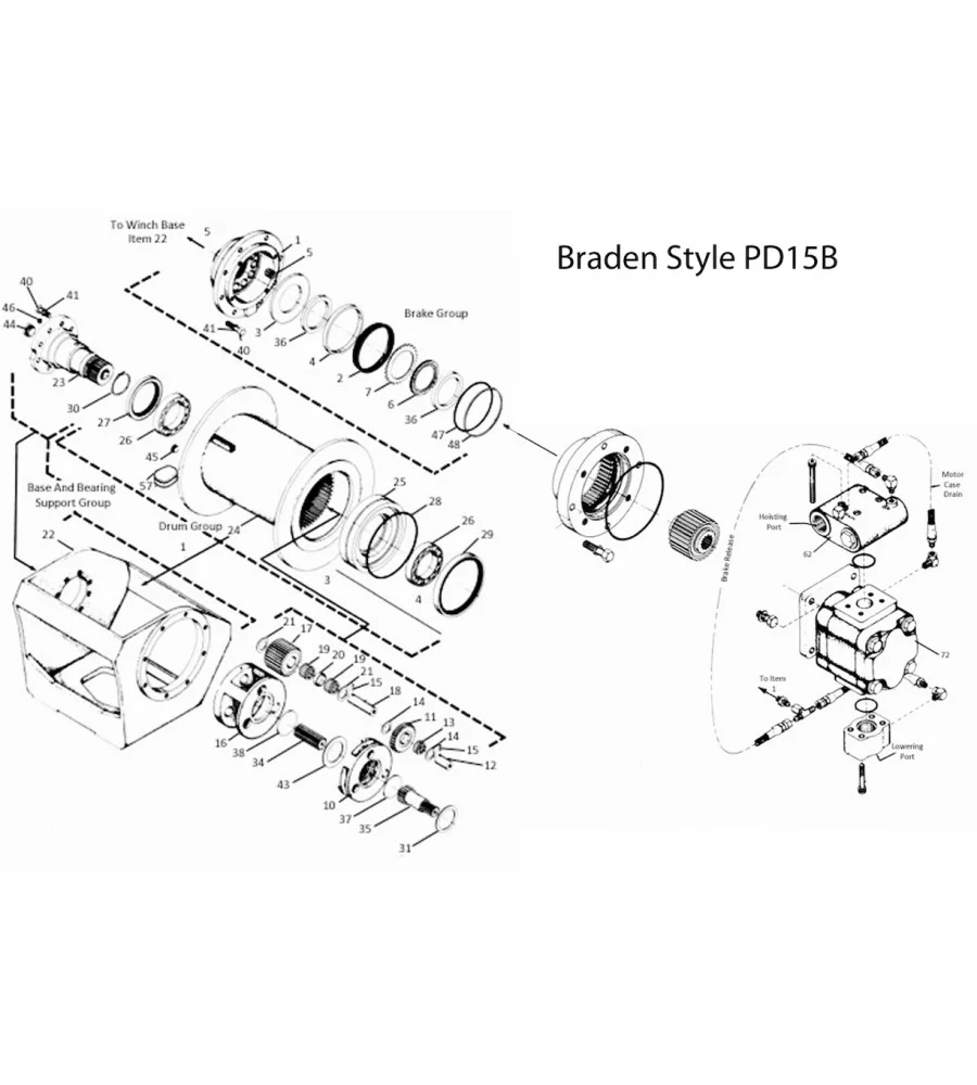 Braden Winch PD15B Hydraulic Winch Drilling Parts